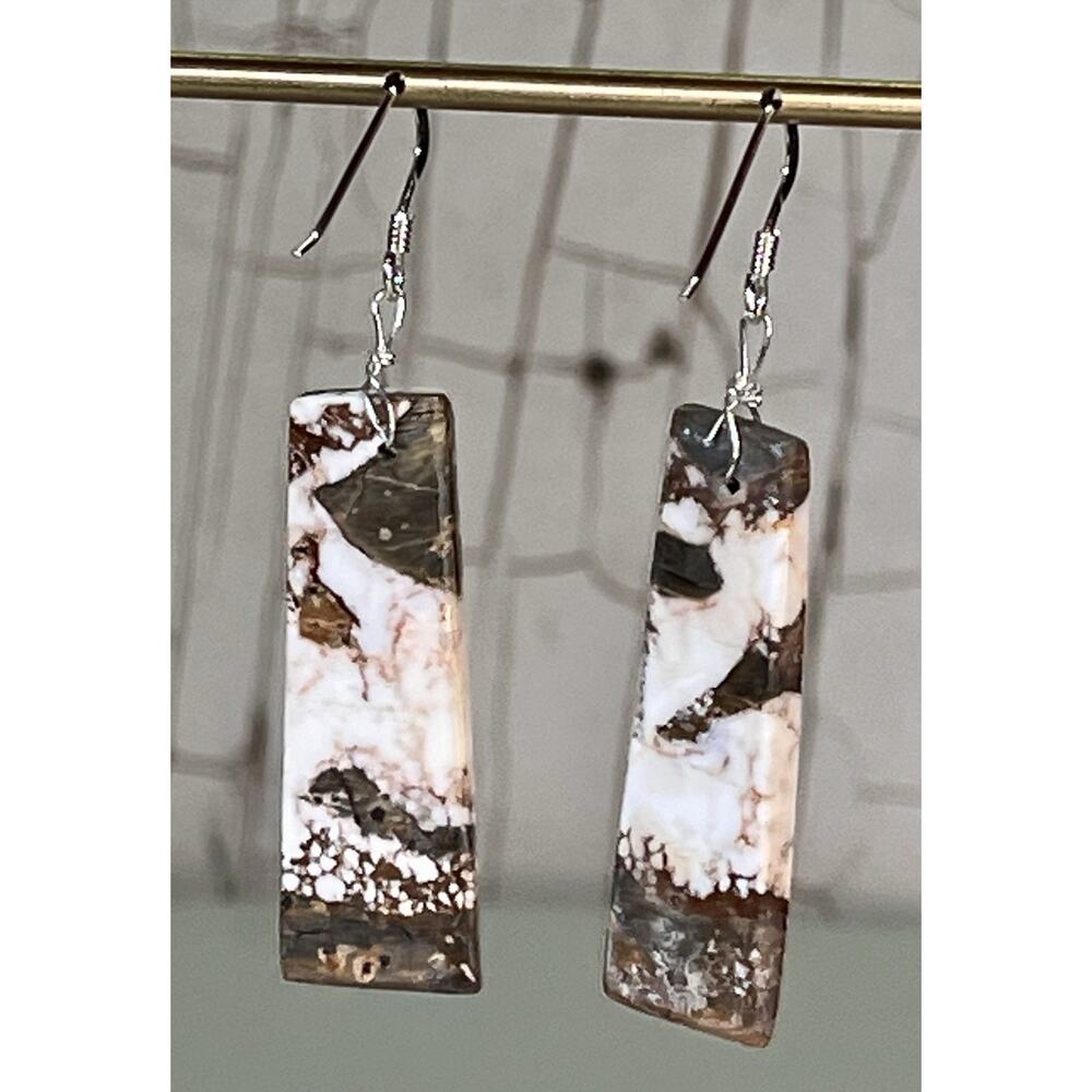 Navajo Wild Horse Turquoise and Sterling Silver Drop Dangle Earrings NEW - Picture 9 of 13